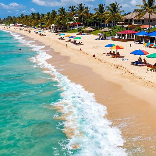 Tropical Beach Paradise with Vibrant Waves
