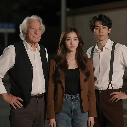 Nighttime Portrait of Three Unique Individuals