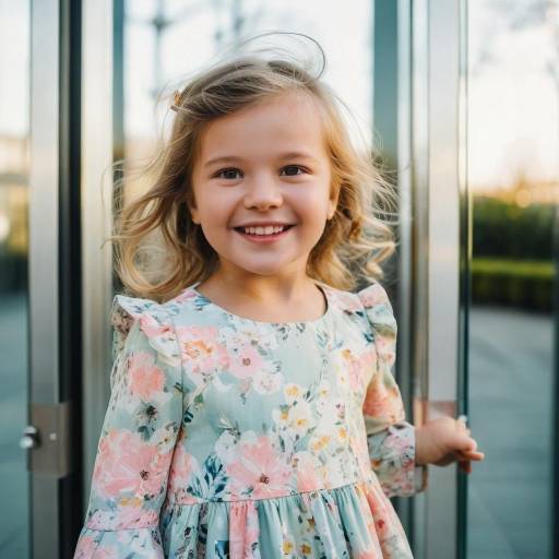 Smiling Toddler Girl in Floral Dress