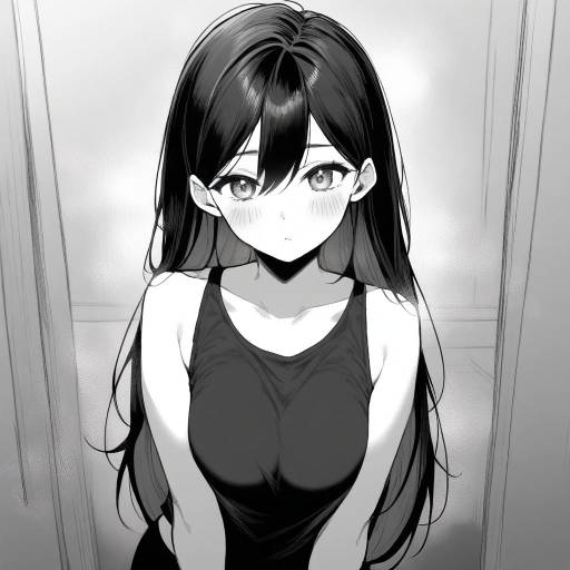 Greyscale Comic of Blushing Girl