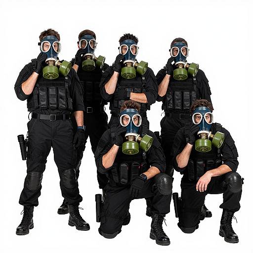 Tactical Team in Gas Masks Portrait