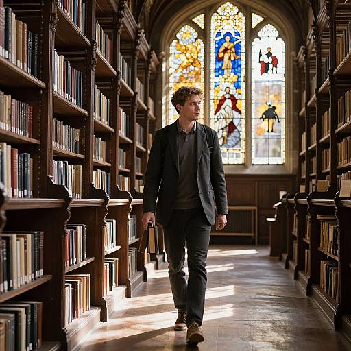 Ivy League Scholar in Autumn Library