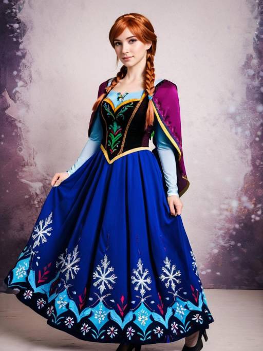 Woman in Frozen Anna Costume Cosplay
