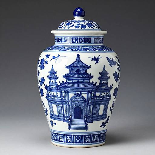 Azzurro Temple Jar Medium Decor