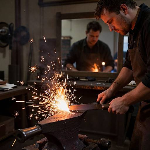 Blacksmith Forging Fiery Blade