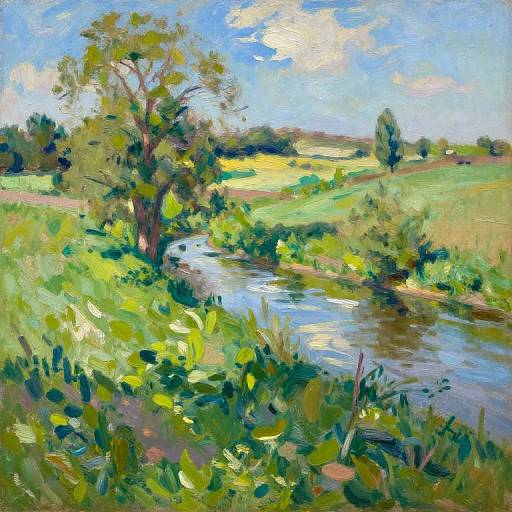 Impressionist Oil Painting of Countryside