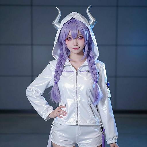 Cosplay Portrait of Purple-Haired Woman