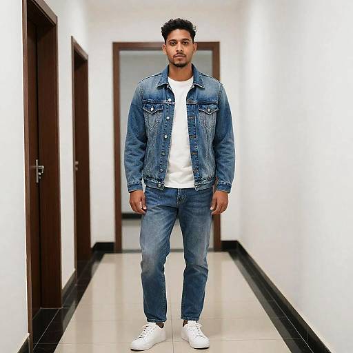 Man in Stylish Denim Outfit