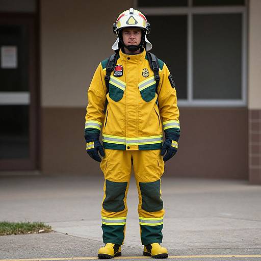 Man in Yellow and Green Fire Suit