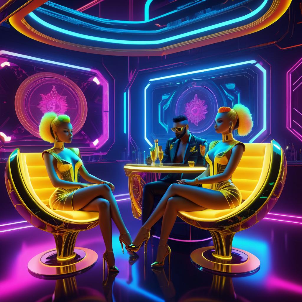 Futuristic Neon Cyberpunk Nightclub Scene