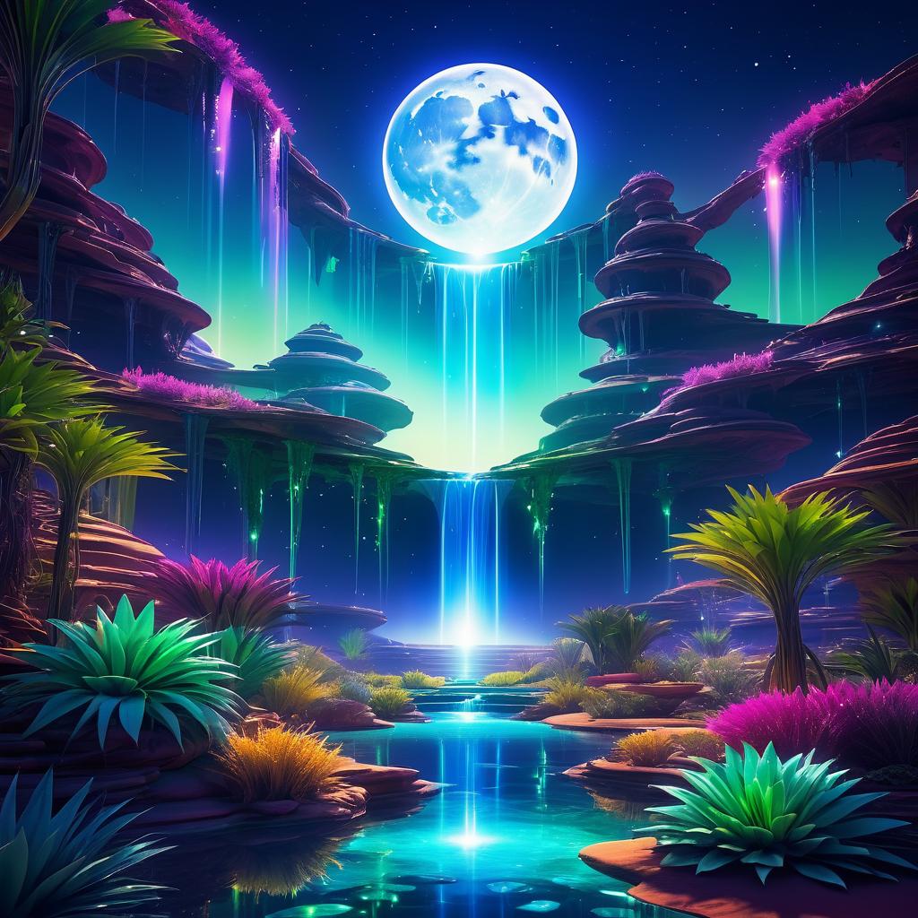 Surreal Avatar-Inspired Desert Oasis Scene