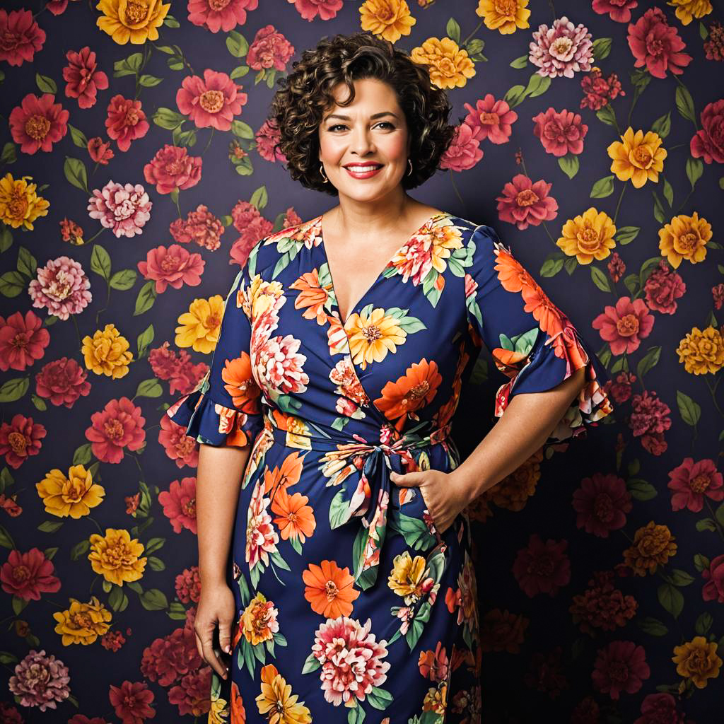 Cheerful Teacher Portrait in Floral Dress