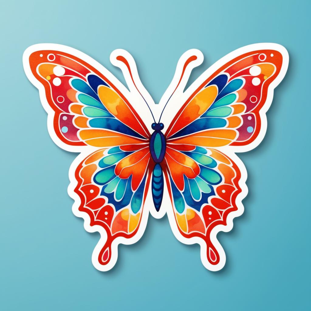 Vibrant Kawaii Butterfly Sticker Design