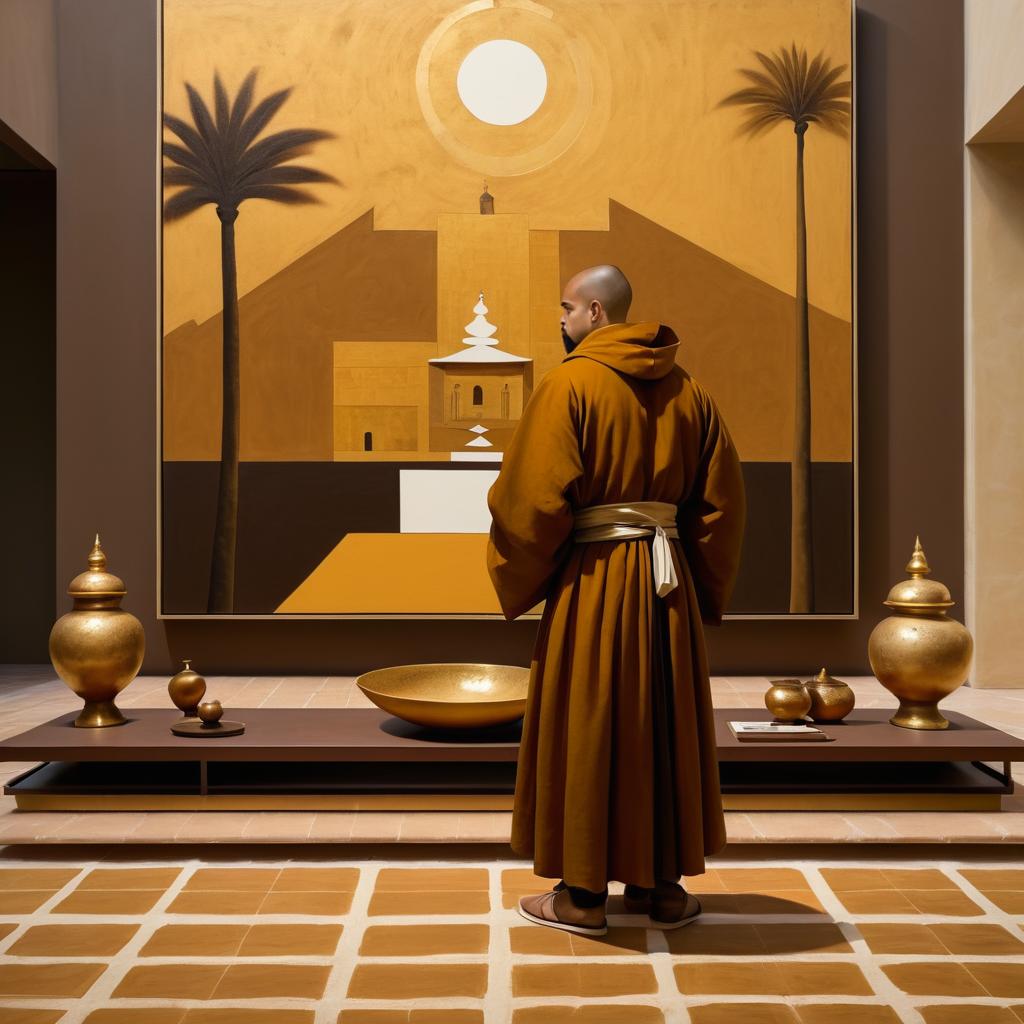 Vibrant Monk with Artistic Surroundings