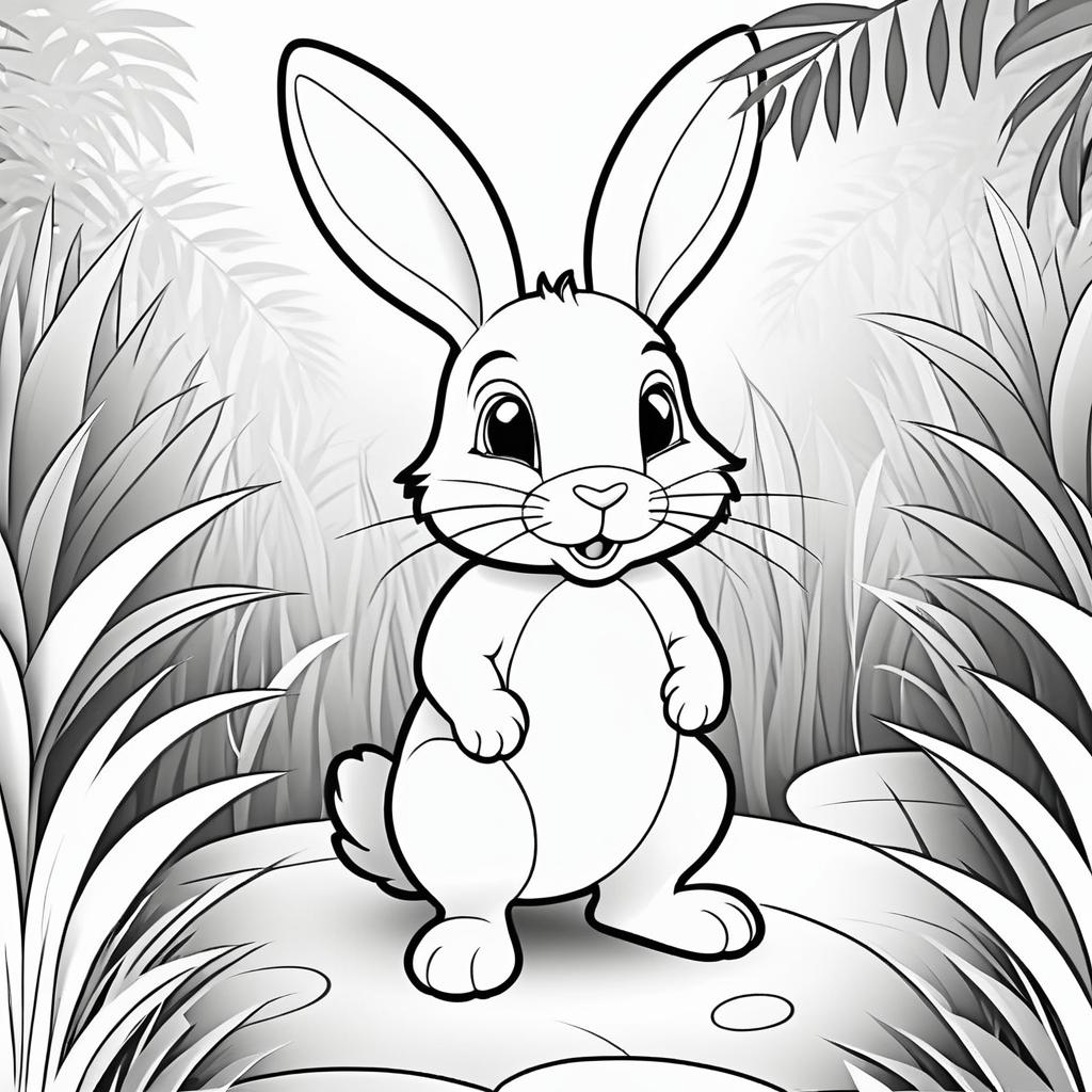 Cute Rabbit Coloring Page for Kids