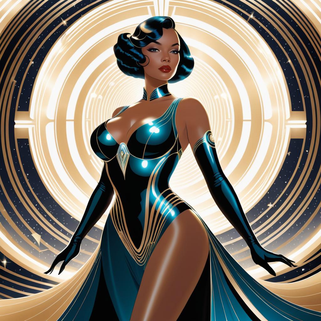 Futuristic Femme in Art Deco Ballroom