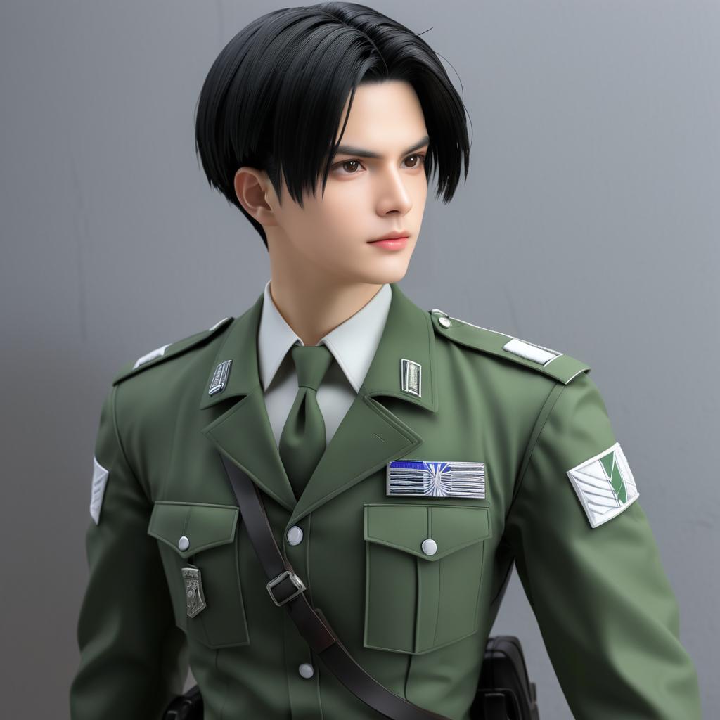 Dynamic Levi Ackerman Hyper-Realistic Portrait