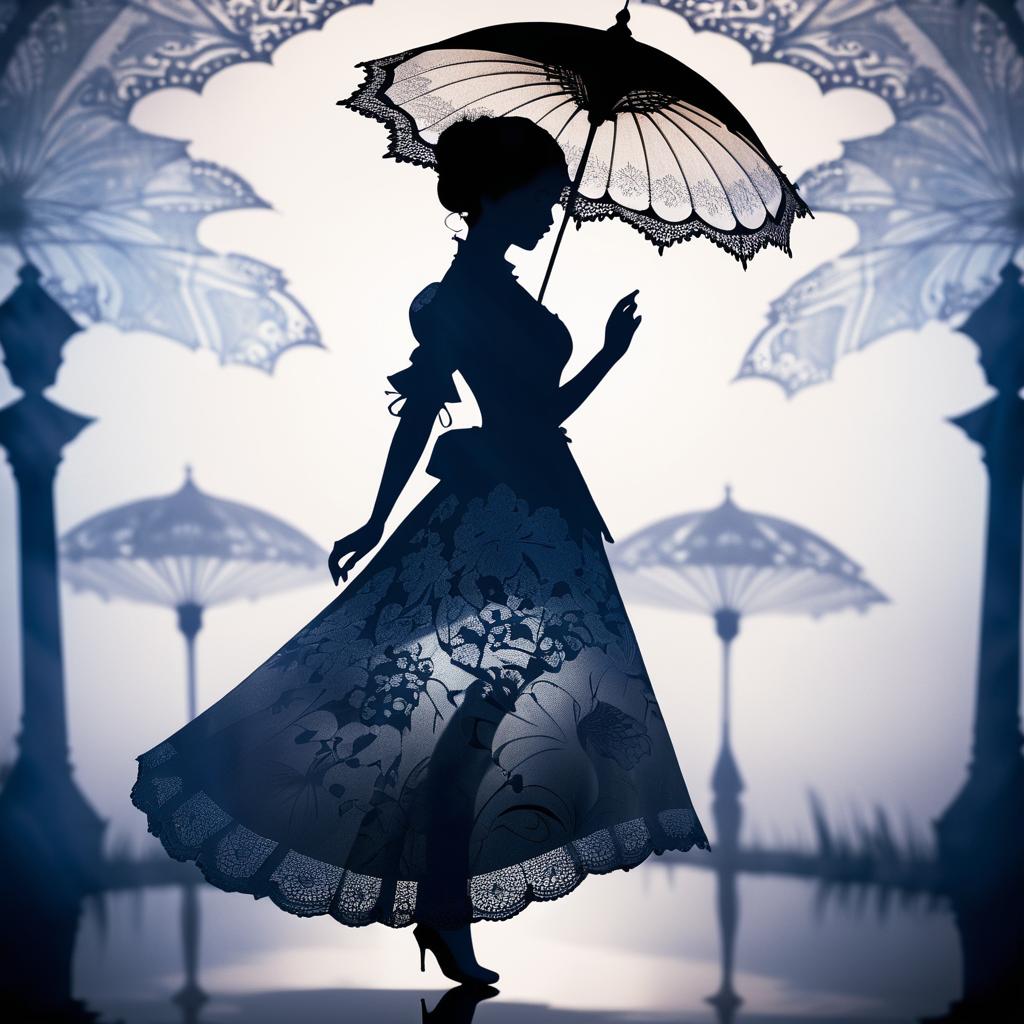 Ethereal Silhouette of a Woman with Parasol