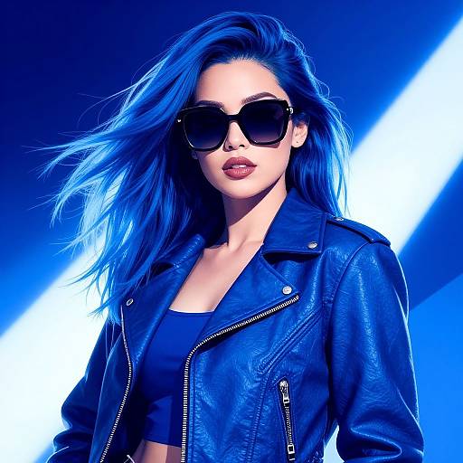 Bold Blue Baddie Illustration Wallpaper