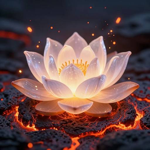 Luminous Lotus Amid Molten Lava