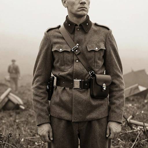 Austrian WW1 Soldier in Misty Battlefield