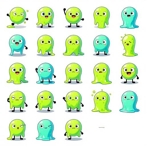 Neon Slime Cartoon Sprite Sheet