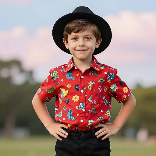 Confident Boy in Vibrant Outfit