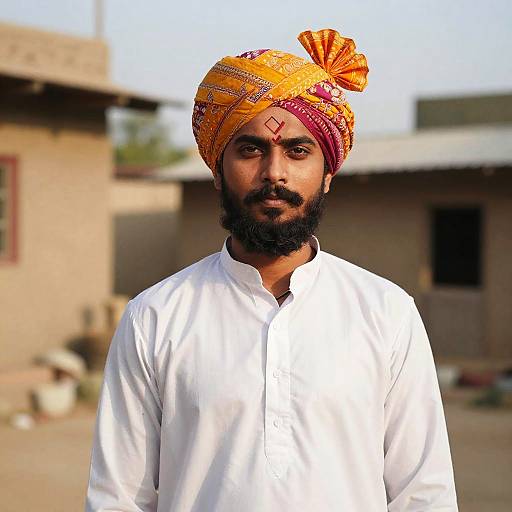 Indian Man with V-Shape Beard and Turban