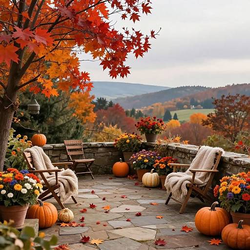 Cozy Autumn Garden Terrace Scene