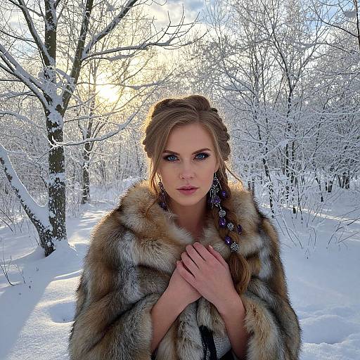 Dreamlike Nordic Woman in Winter