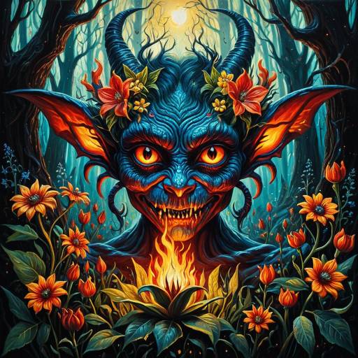 Mischievous Forest Imp with Fiery Eyes
