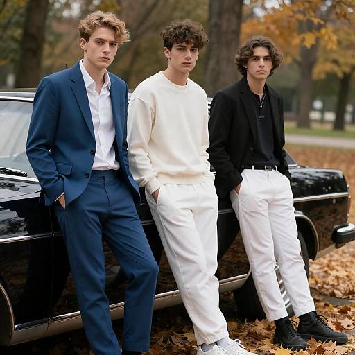 Vintage Car and Autumn Park Scene