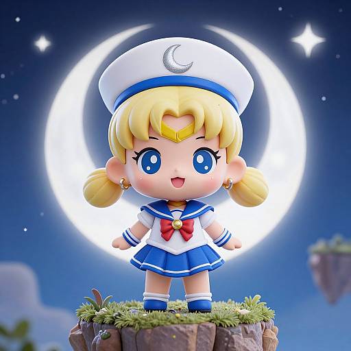 Whimsical Chibi Sailor Girl Moon