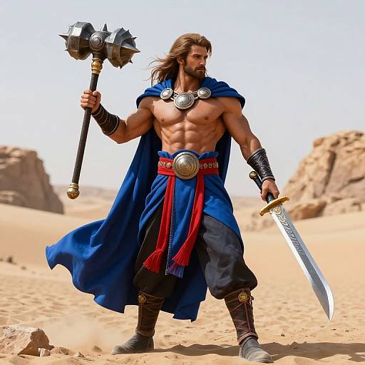 Muscular Warrior with Spiked Mace