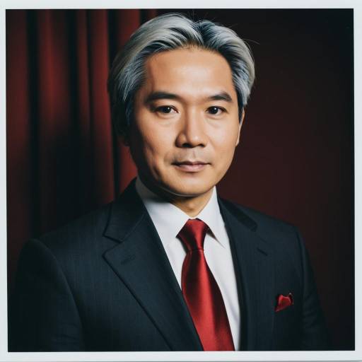 Asian Man in Classic Suit with Red Tie