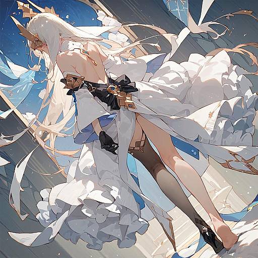 Anime Priestess in Strapless Dress