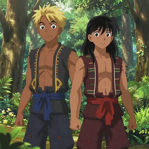 Dark Skin Anime in Lush Forest