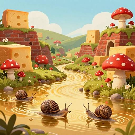 Whimsical Snails on Golden River