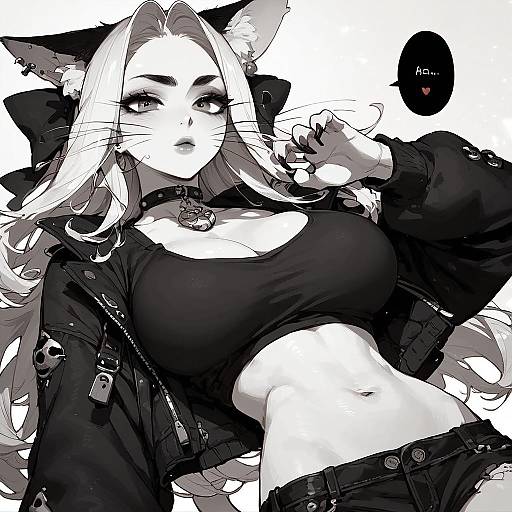Monochrome Goth Catgirl Doujinshi Comic