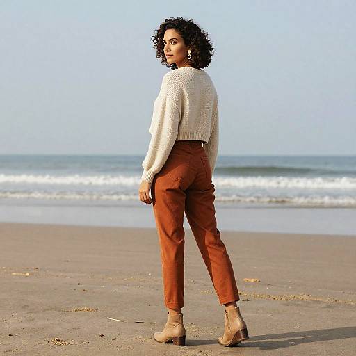 Poised Woman at Dawn Beach