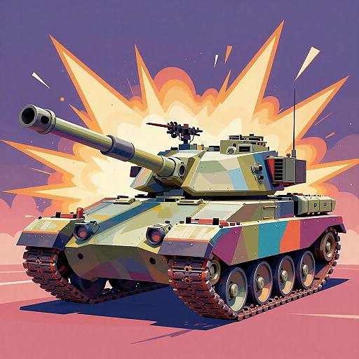 Futuristic Multicolor Military Tank Illustration