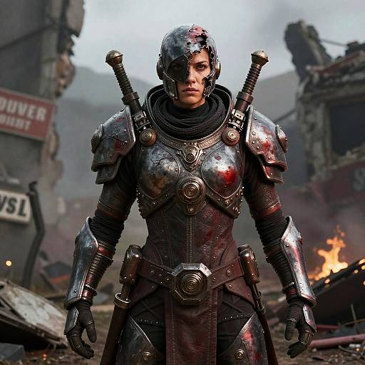 Grimdark Sci-Fi Armored Female Warrior