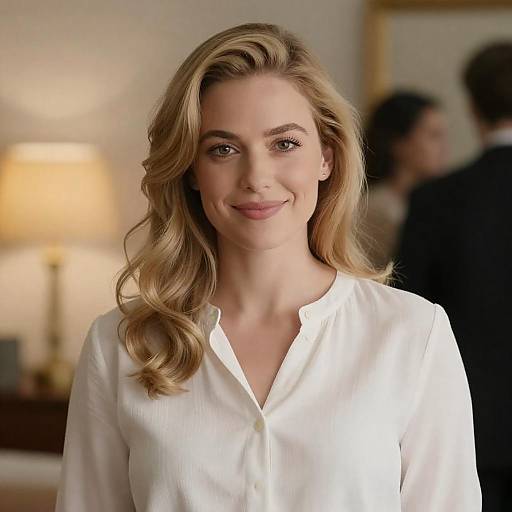 Warm Portrait of a Smiling Blond Woman