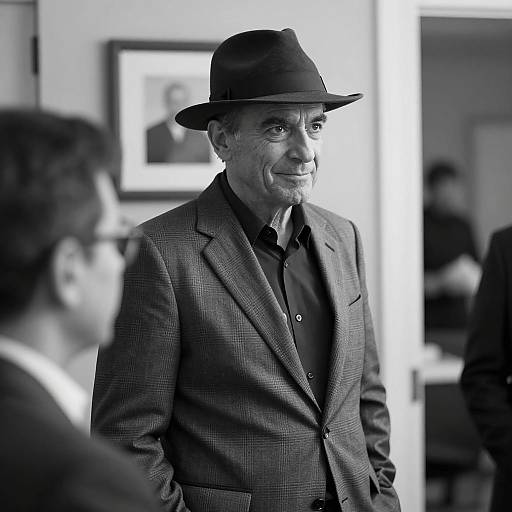 Middle-Aged Man in Fedora and Plaid Suit