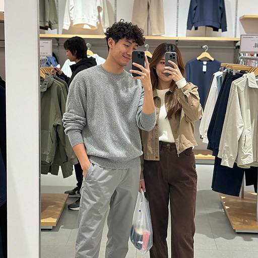 Candid Clothing Store Selfie Moment