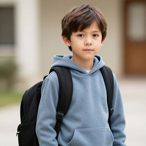 Realistic Boy in Hoodie with Backpack
