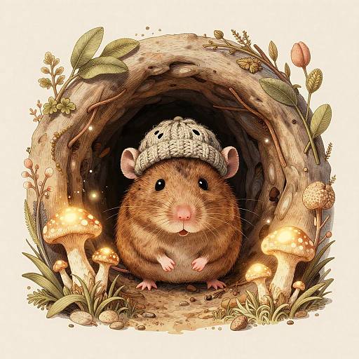 Charming Mole Rat in Vintage Tunnel