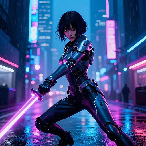 Akane Cyberpunk Warrior in Neon City