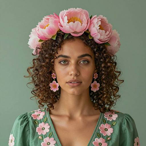Floral Elegance: Portrait of a Young Woman