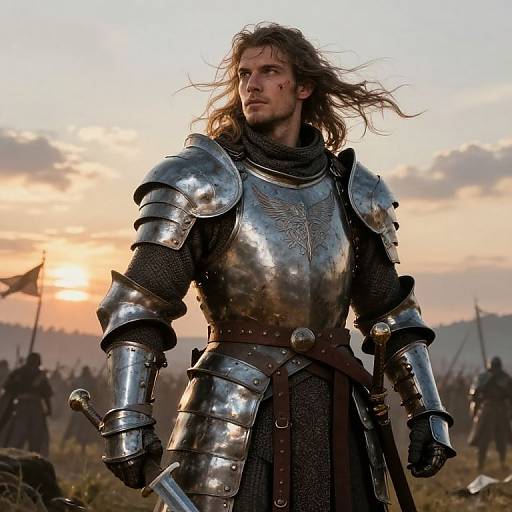 Heroic Medieval Warrior at Dawn